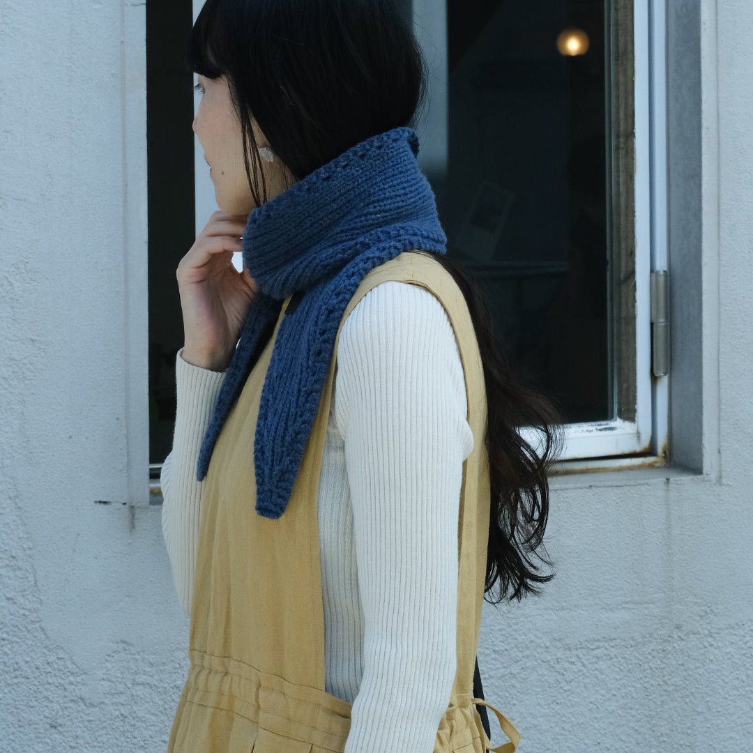 【受注商品】手編みカシミヤのミニスカーフ