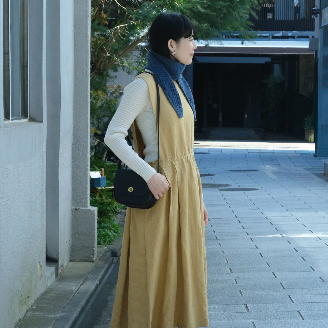 【受注商品】手編みカシミヤのミニスカーフ