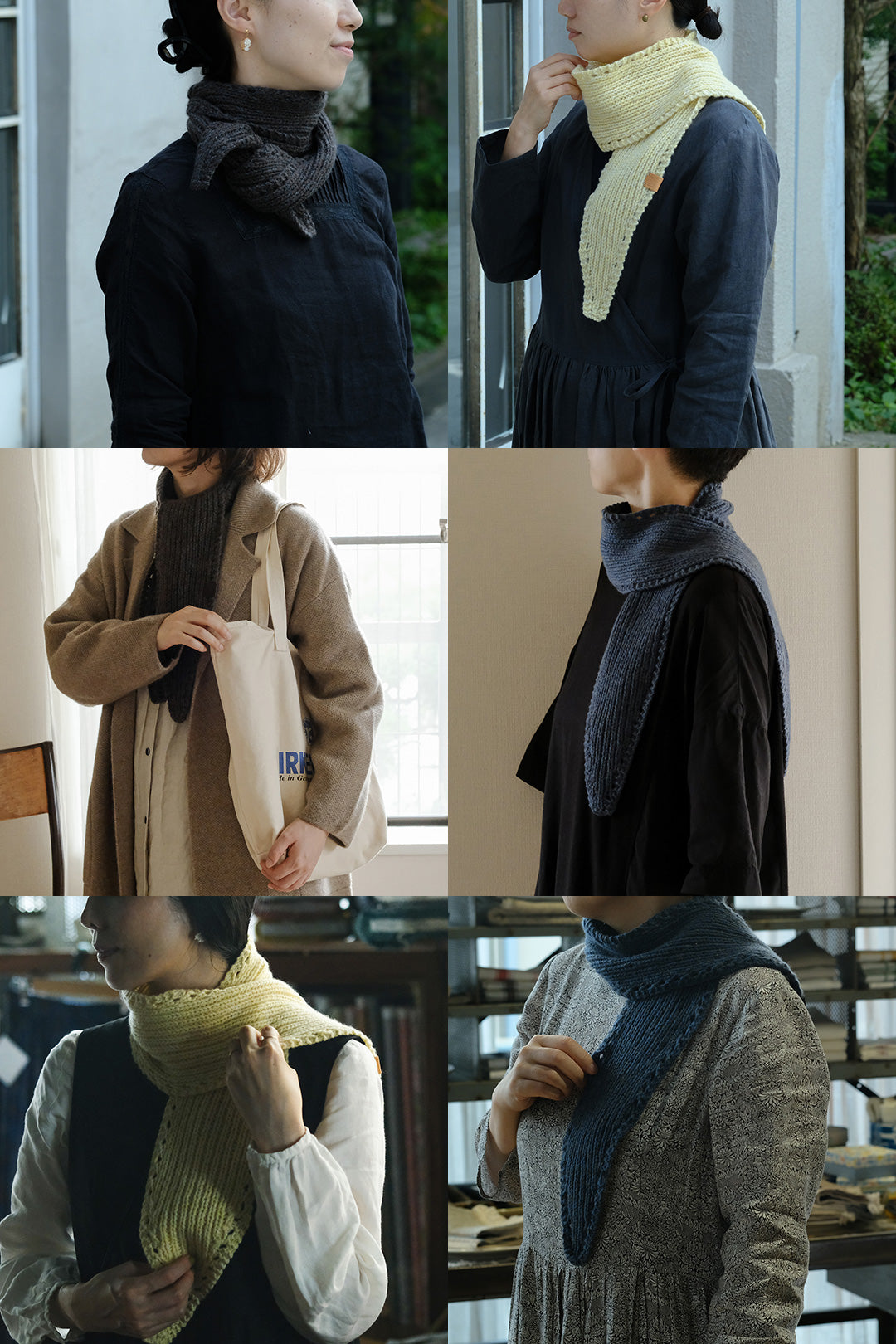 【受注商品】手編みカシミヤのミニスカーフ