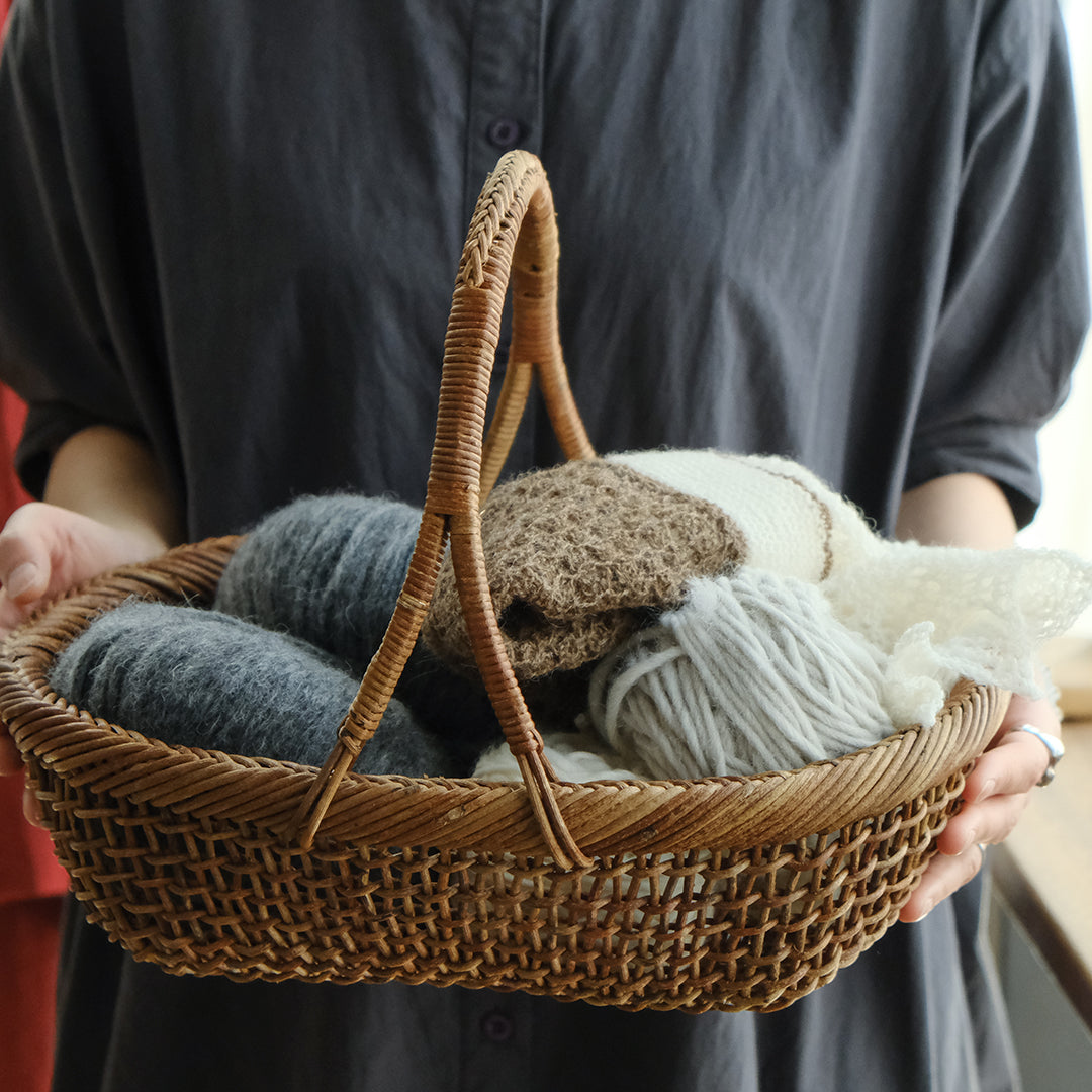 宮本工芸/あけびかご 細目こだし編み 小判型バスケット