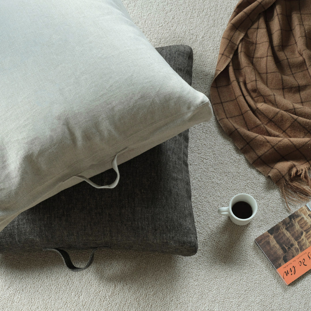 TLB HOME フロアクッション シャンブレーブラウン
