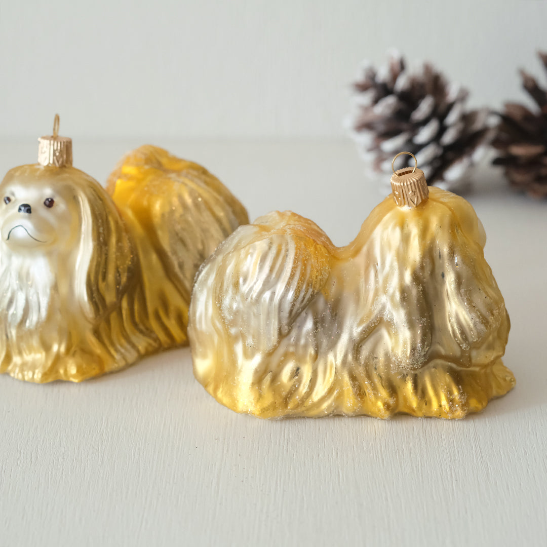 【在庫限り】VITBIS ガラスオーナメント マルチーズ ゴールドミックス