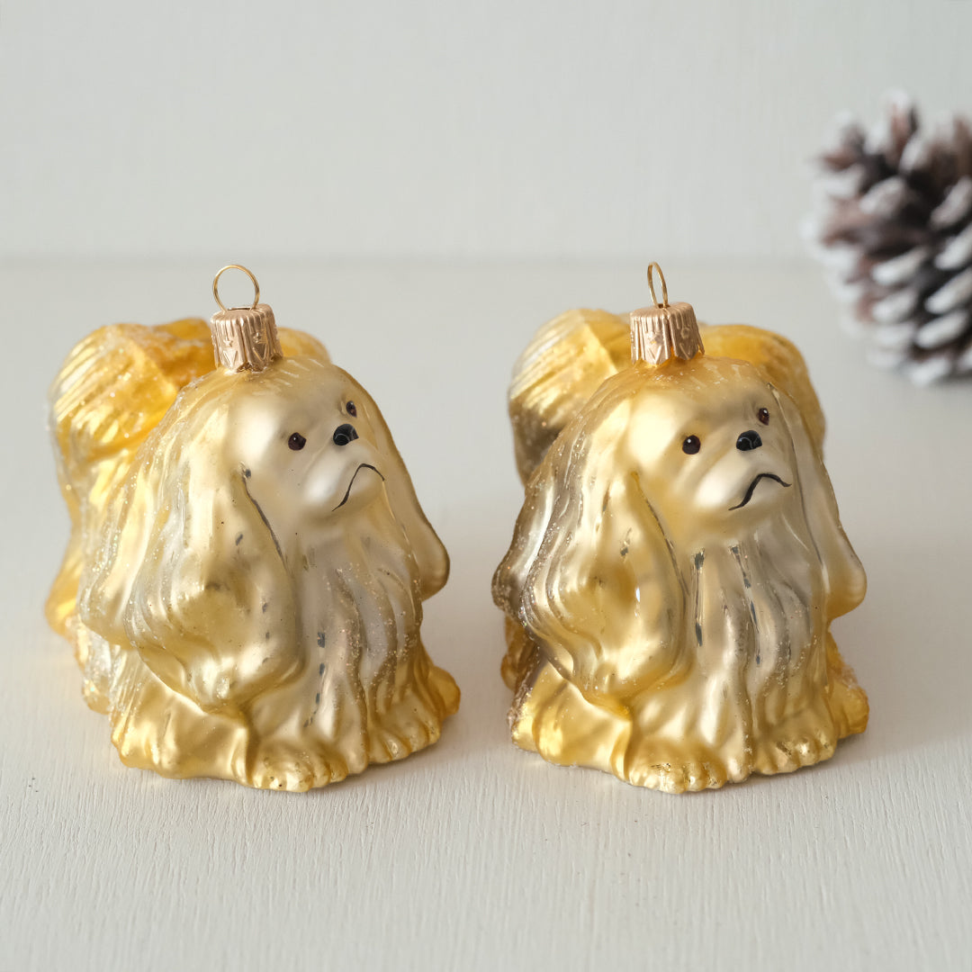 【在庫限り】VITBIS ガラスオーナメント マルチーズ ゴールドミックス