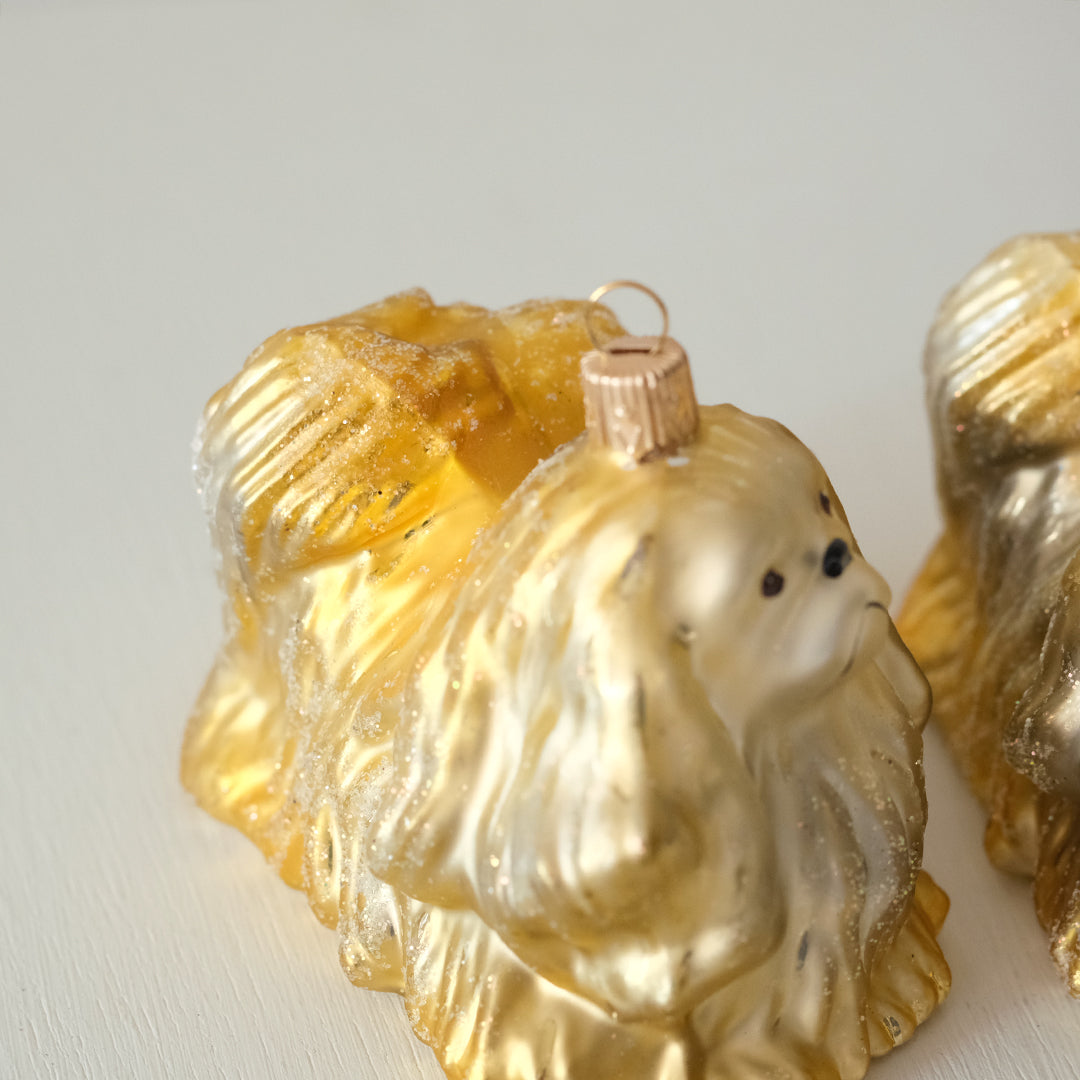 【在庫限り】VITBIS ガラスオーナメント マルチーズ ゴールドミックス