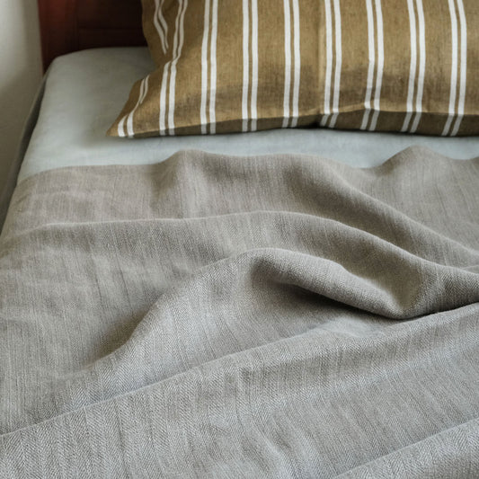 【在庫限り】TLB HOME リネンブランケット ウォッシュヘリンボーン