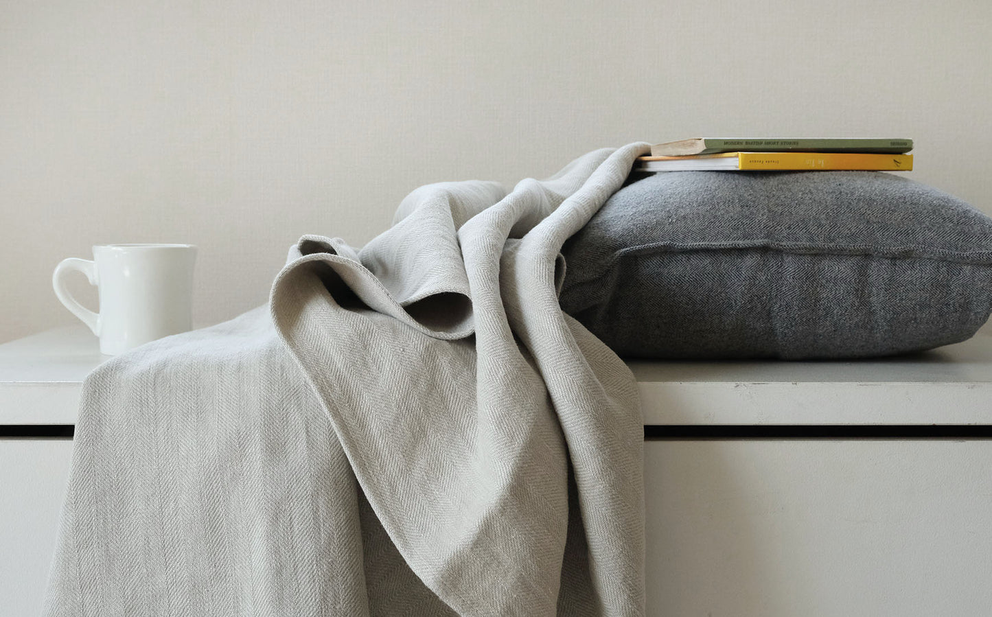 TLB HOME リネンブランケット ウォッシュヘリンボーン