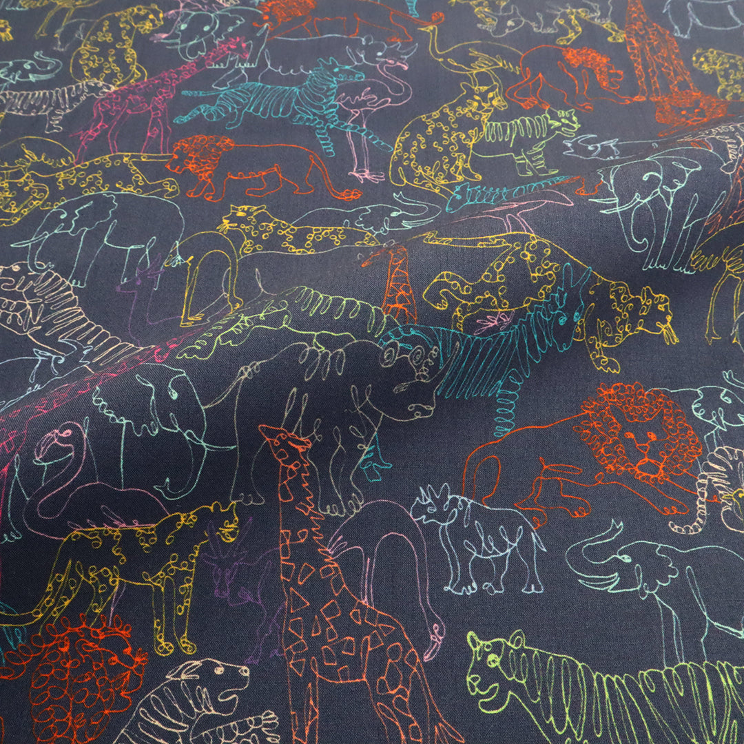 LIBERTY FABRICS「ネオン・サファリ」ネイビー