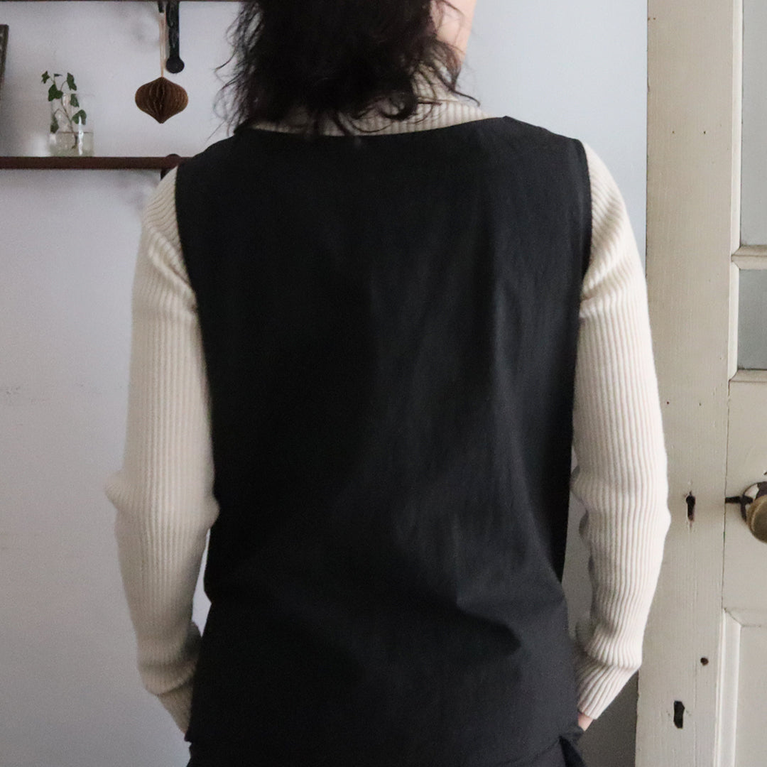 【生地セット】ローウエスト切替えのタックワンピース コットンリネンタイプライター(パターン別売)