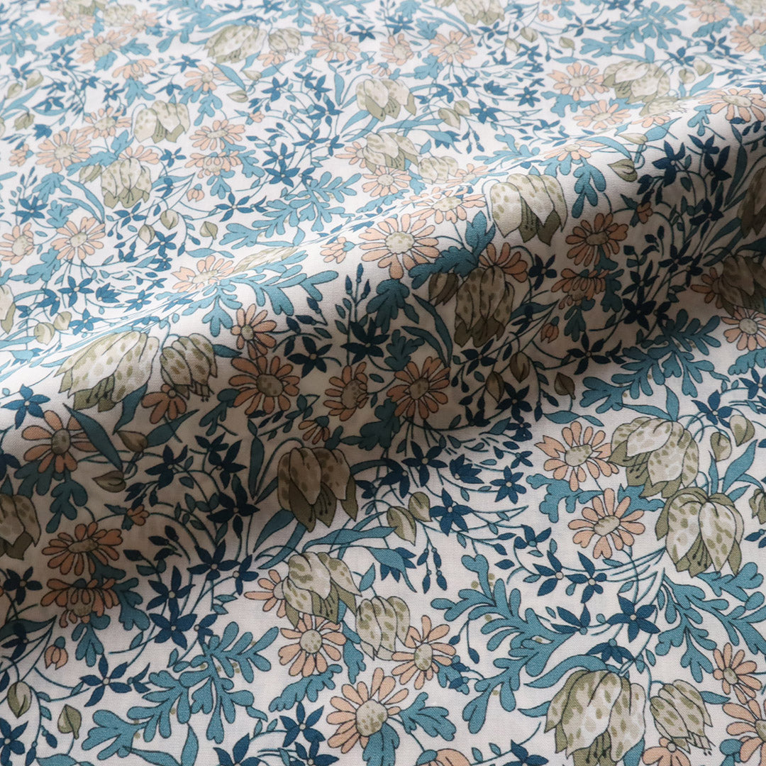 LIBERTY FABRICS「フランチェスカ・チューリップ」ブルーグリーン
