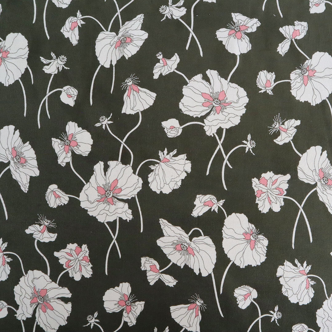 LIBERTY FABRICS コーデュロイ「フラジャイル・ブルームス」カーキ