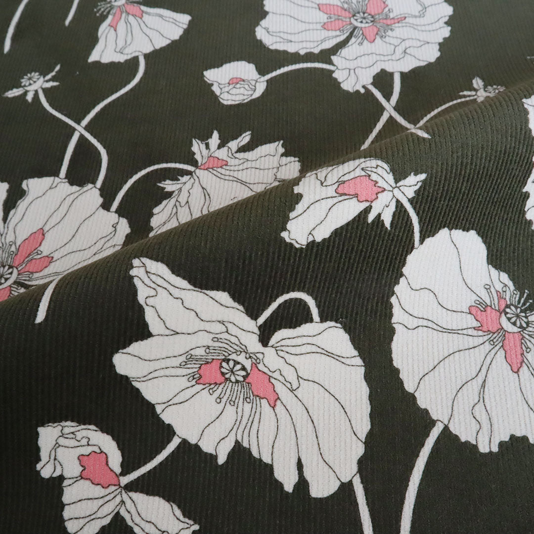 LIBERTY FABRICS コーデュロイ「フラジャイル・ブルームス」カーキ