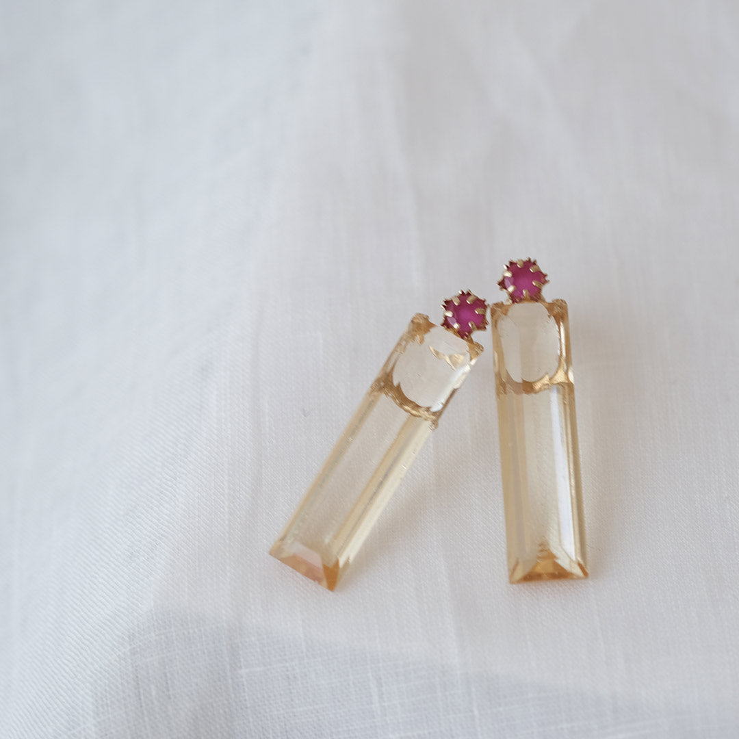 フランス 春色ピアス ピンク ヴィンテージ - アクセサリー