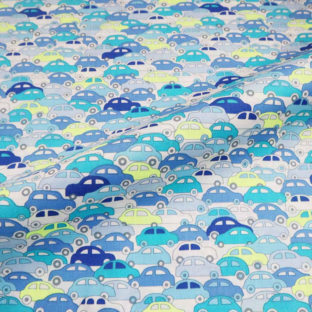 Liberty Fabrics 「カーズ・ネオン」ブルー×イエロー