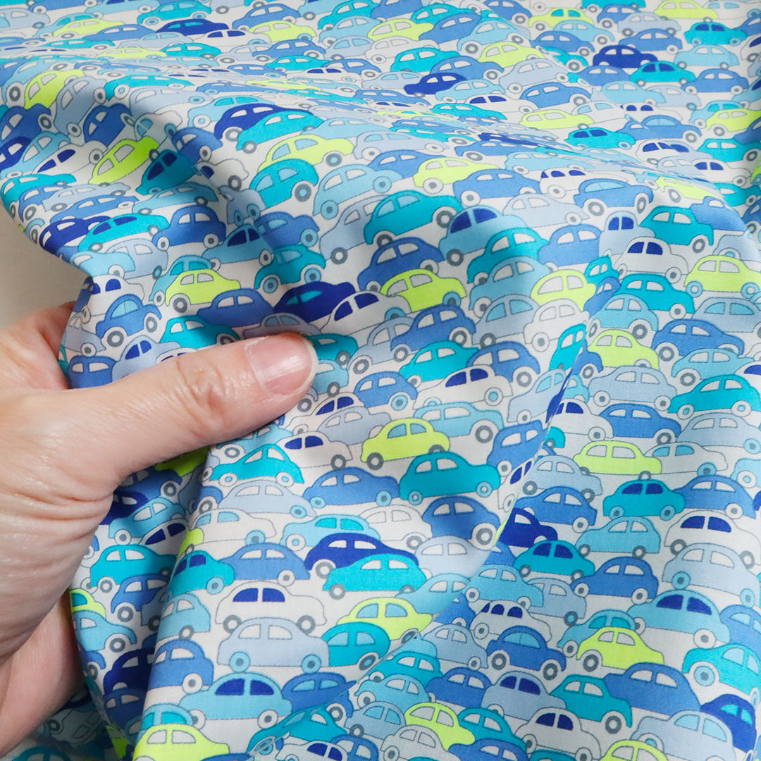 Liberty Fabrics 「カーズ・ネオン」ブルー×イエロー