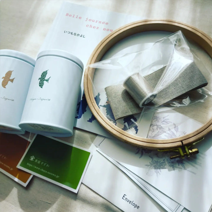 【Jeu de Fils】図案集、Nurge 刺繍枠、リネンバードの縫い糸、茶屋すずわ