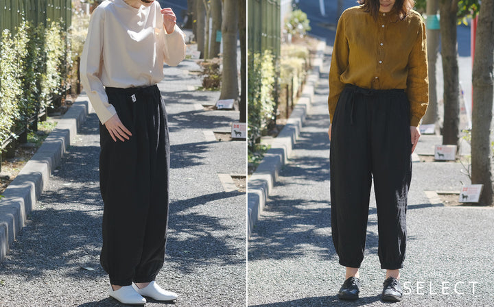 スタッフ2名が着用。大人のTシャツ＆リネンパンツ
