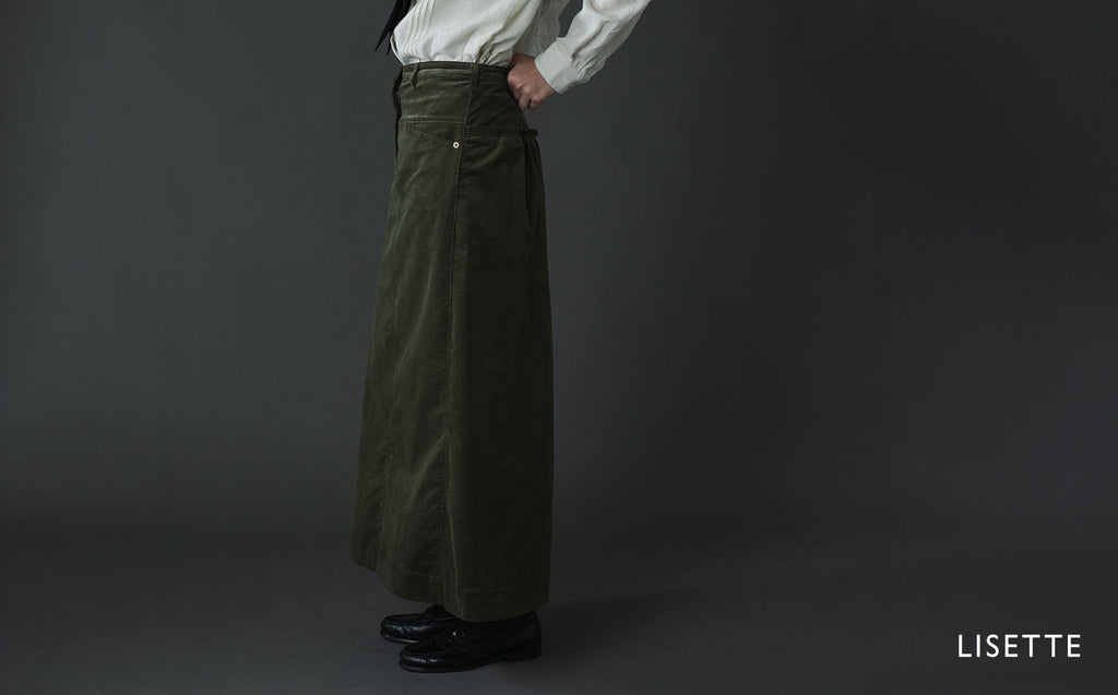 極細畝のコーデュロイのロングスカート