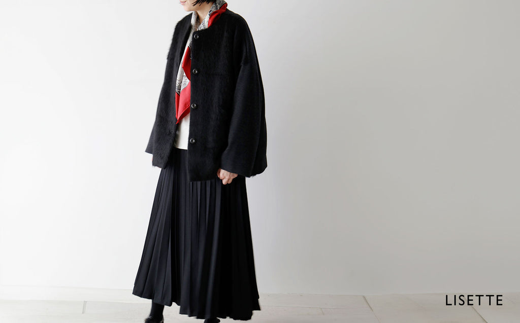 アルパカシャギー×ウールフラノのハーフコート