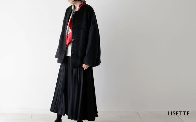 アルパカシャギー×ウールフラノのハーフコート