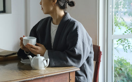 わた入れリネンの半纏をつくりました