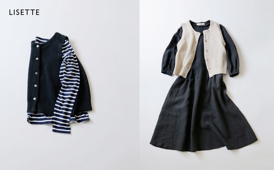 春服に重ねるコットンニットベスト「ペイジー」