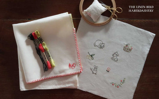 リネンハンカチの刺繍キット