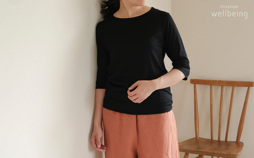 YARN メリノウールの五分袖インナー