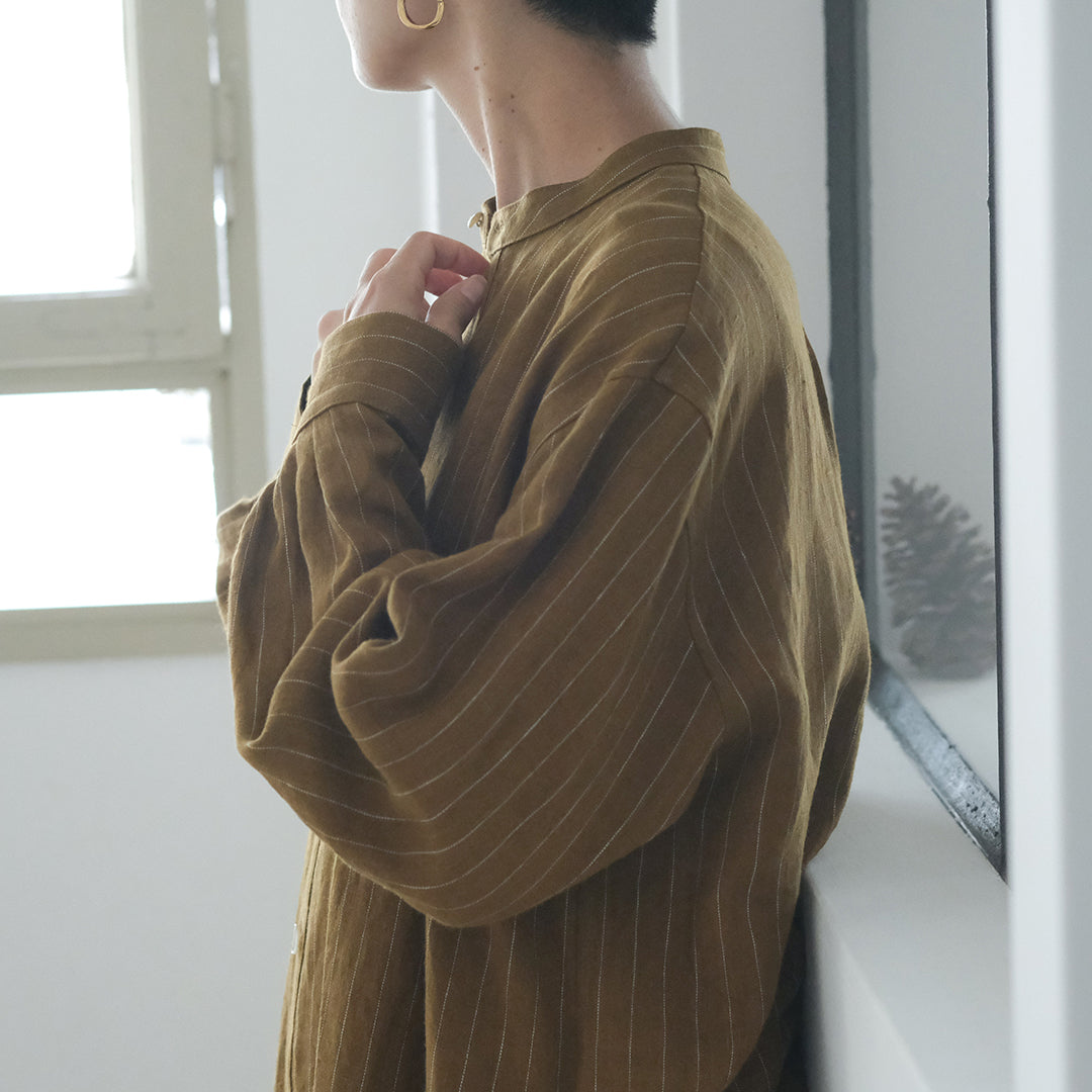 SALUÉ／バックピンタックドレス／ミッドウェイトリネン