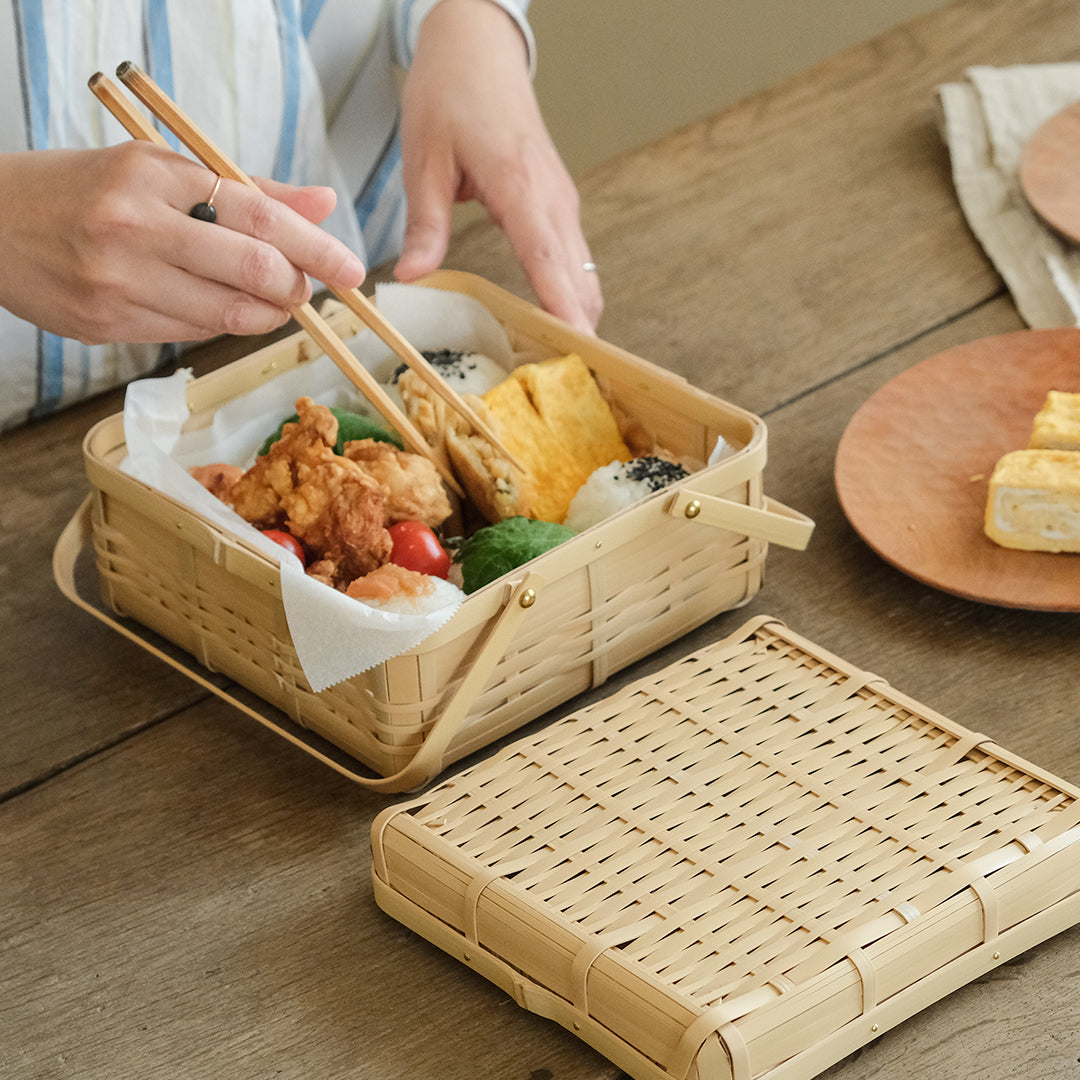 スッキリとした浅型の竹かごランチボックス – Envelope - エンベロープ