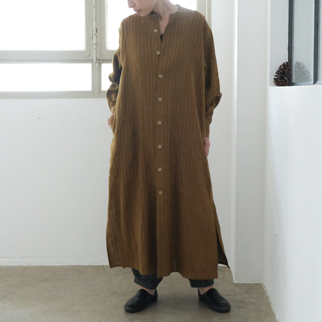 SALUÉ／バックピンタックドレス／ミッドウェイトリネン