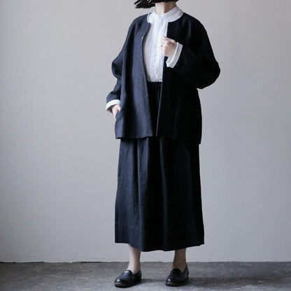 ［SALUÉ］ノーカラージャケット／ヘリンボーンリネンformal