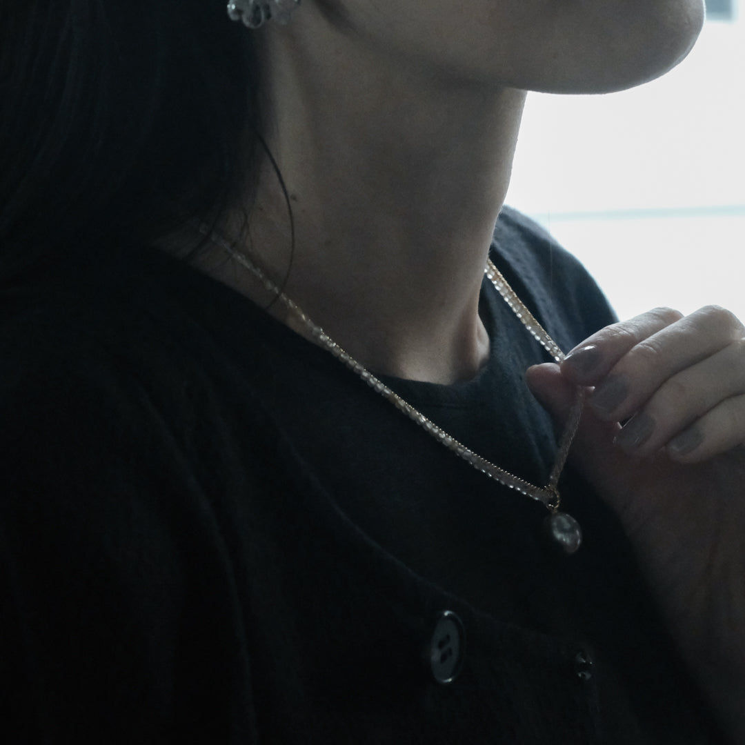 後で掲載［shuo'］Black Pearl Rutile Quartz Necklace