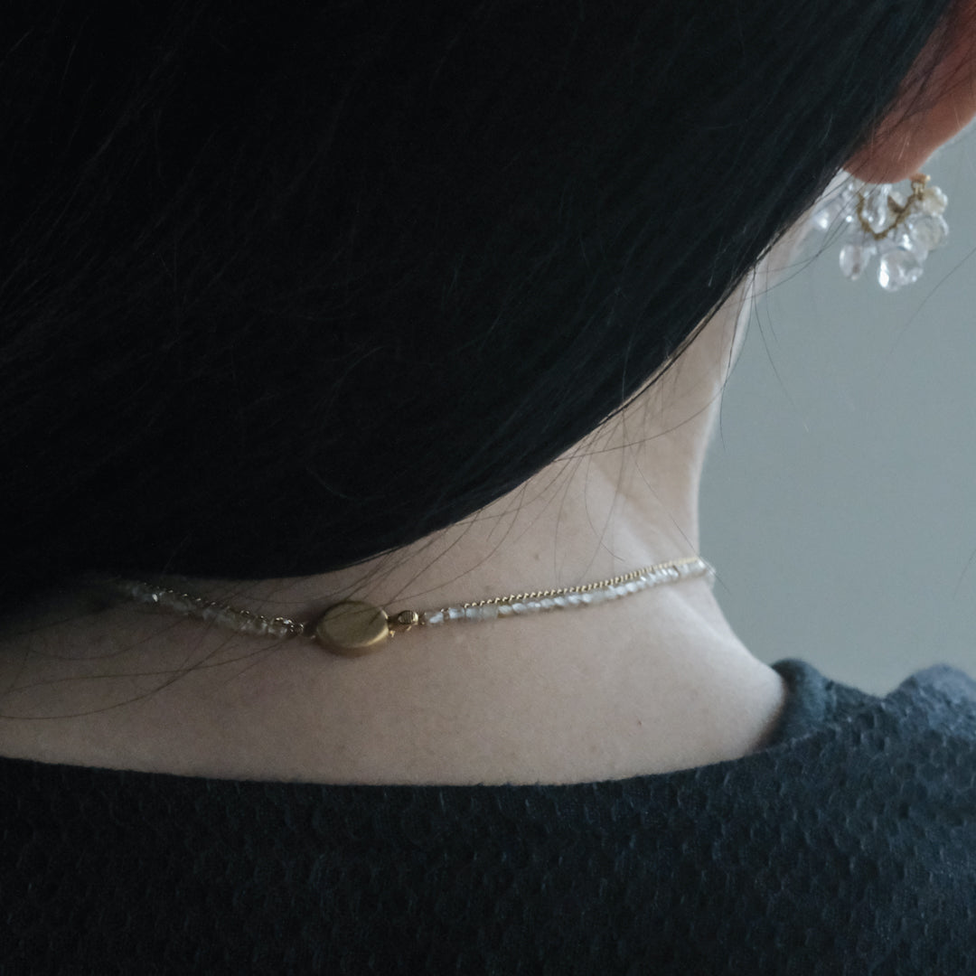 後で掲載［shuo'］Black Pearl Rutile Quartz Necklace