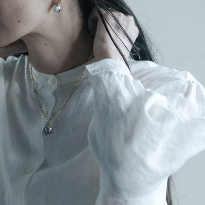 後で掲載［shuo'］Black Pearl Rutile Quartz Necklace