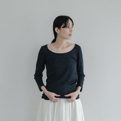 YARN／ティティ・リブ バレエネック 7分袖