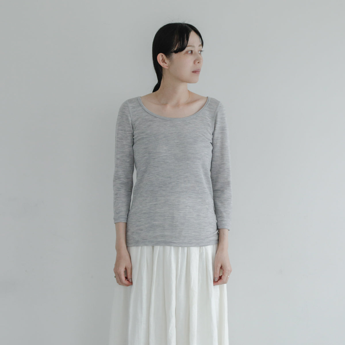 YARN／ティティ・リブ バレエネック 7分袖