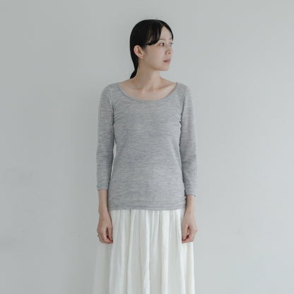 YARN／ティティ・リブ バレエネック 7分袖