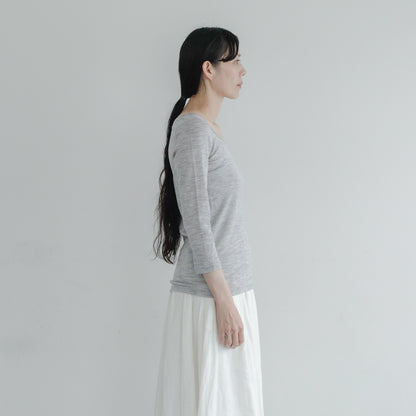 YARN／ティティ・リブ バレエネック 7分袖
