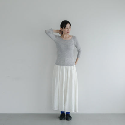 YARN／ティティ・リブ バレエネック 7分袖