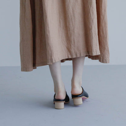 _Fot／wood heel mules_circle （maple）（1001s）