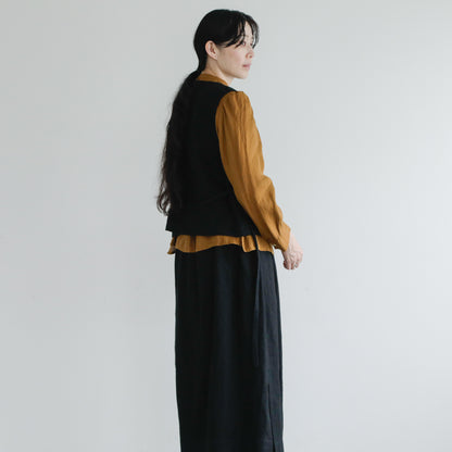 SALUÉ／ハイウエストジレ／ヘリンボーンリネン