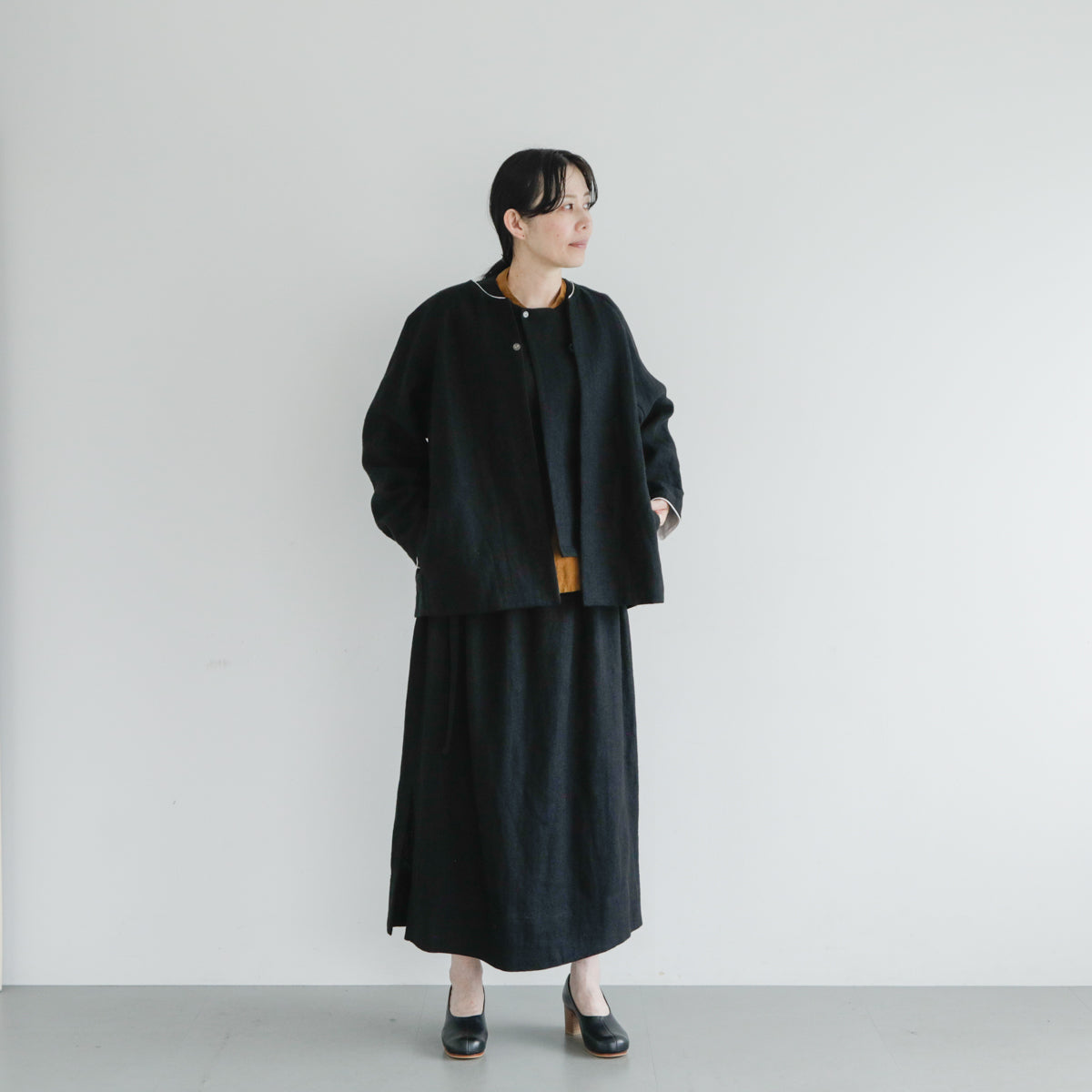 SALUÉ／ハイウエストジレ／ヘリンボーンリネン
