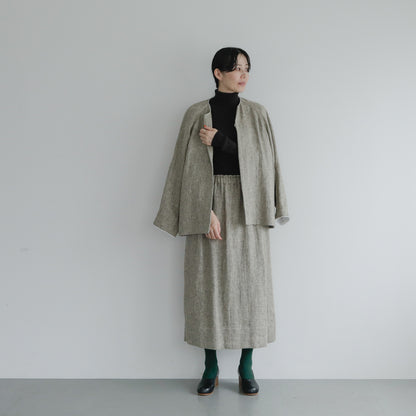 SALUÉ／【受注商品】ノーカラージャケット／ヘリンボーンリネン