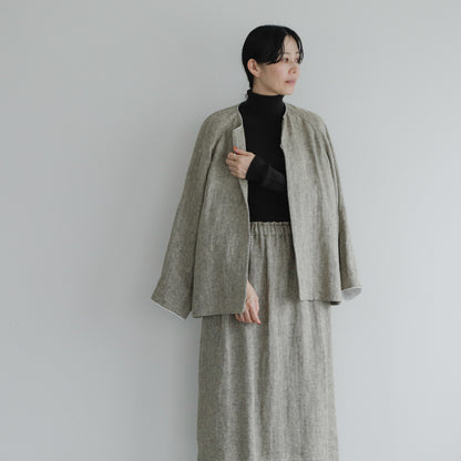 SALUÉ／【受注商品】ノーカラージャケット／ヘリンボーンリネン
