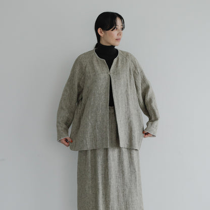SALUÉ／【受注商品】ノーカラージャケット／ヘリンボーンリネン