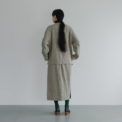 SALUÉ／【受注商品】ノーカラージャケット／ヘリンボーンリネン
