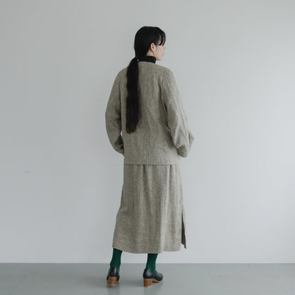 SALUÉ／【受注商品】ノーカラージャケット／ヘリンボーンリネン