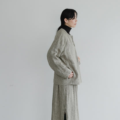 SALUÉ／【受注商品】ノーカラージャケット／ヘリンボーンリネン