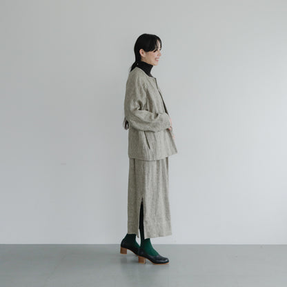 SALUÉ／【受注商品】ノーカラージャケット／ヘリンボーンリネン