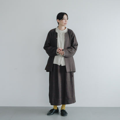 SALUÉ／【受注商品】ノーカラージャケット／ヘリンボーンリネン